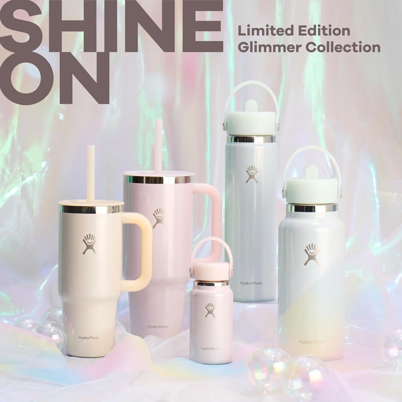 Hydro Flask زجاجة صغيرة - زجاجة محمولة أو جيب مانعة للتسرب - زجاجة ماء معزولة صغيرة 6.7 أونصة وردي لامع - Image 1